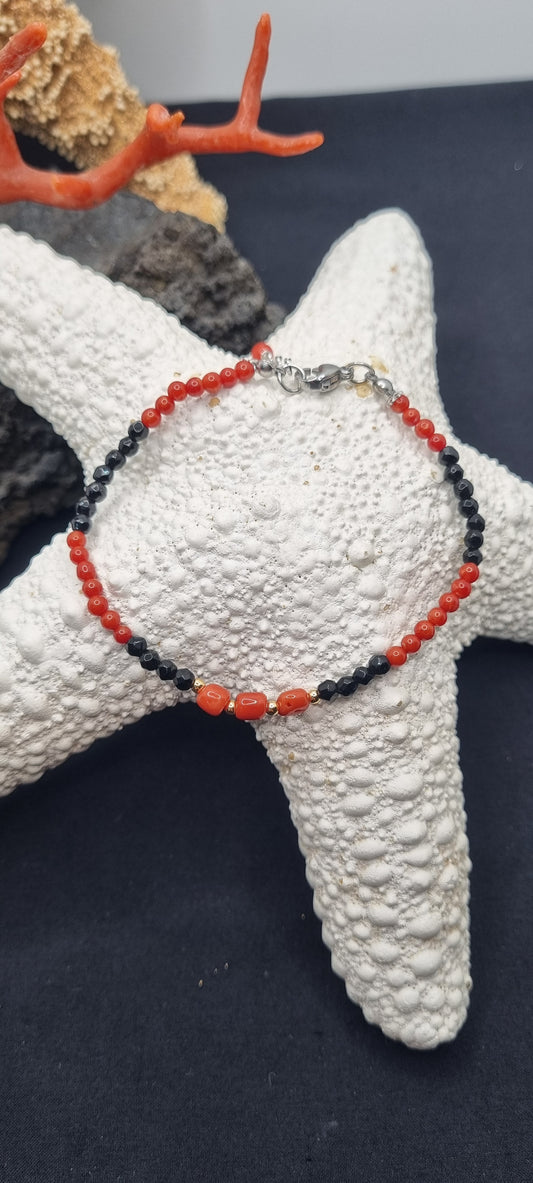 BRACCIALE CON CORALLO E ONICE